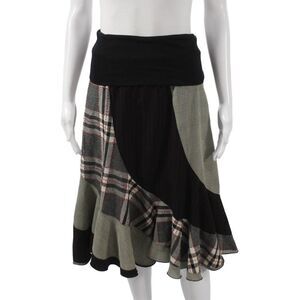 Xiao Womens A-Line Plaid Skirt Multicolor Polyester Knee Length Size XS